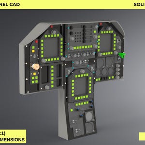 FA-18 Main Front Panel CAD Model | SolidWorks SLDPRT Full Scale Cockpit Simulator Panel Design