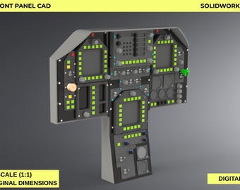 FA-18 Main Front Panel CAD Model | SolidWorks SLDPRT Full Scale Cockpit Simulator Panel Design