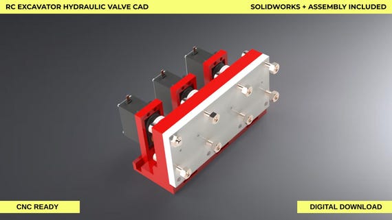 3CH RC Excavator Hydraulic Valve Block – Mechanical CAD Model for 1/14 Scale Builders