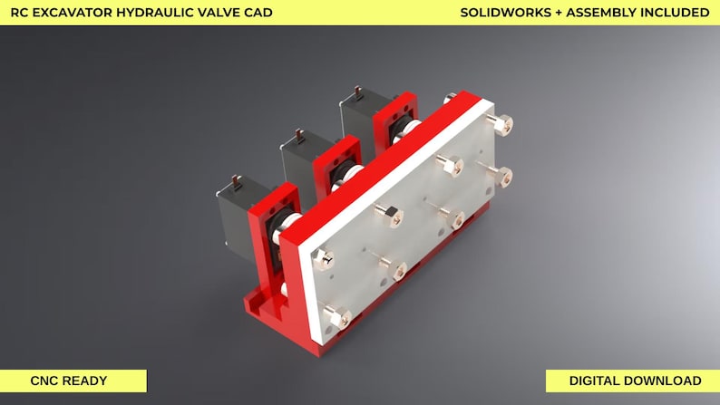 3CH RC Bagger Hydraulischer Ventilblock - Mechanisches CAD Modell für Bauherren in 1:14 Bild 1