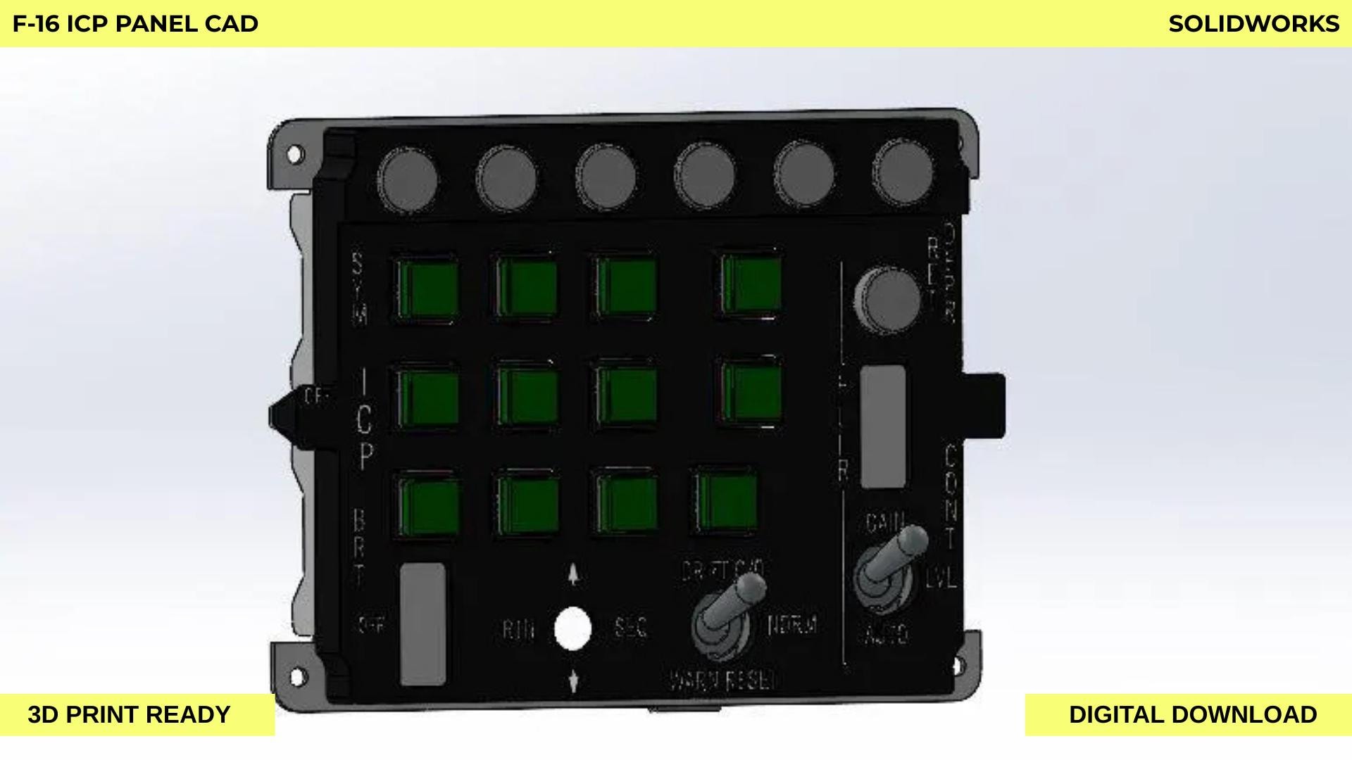 Panel Instruments Solidworks F-16 ICP Panel CAD – Real Scale Cockpit Control Panel (solidworks, CNC ...
