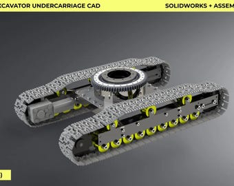 1/14 RC Excavator Undercarriage – Full Track System Mechanical CAD Assembly (SolidWorks Step DXF)
