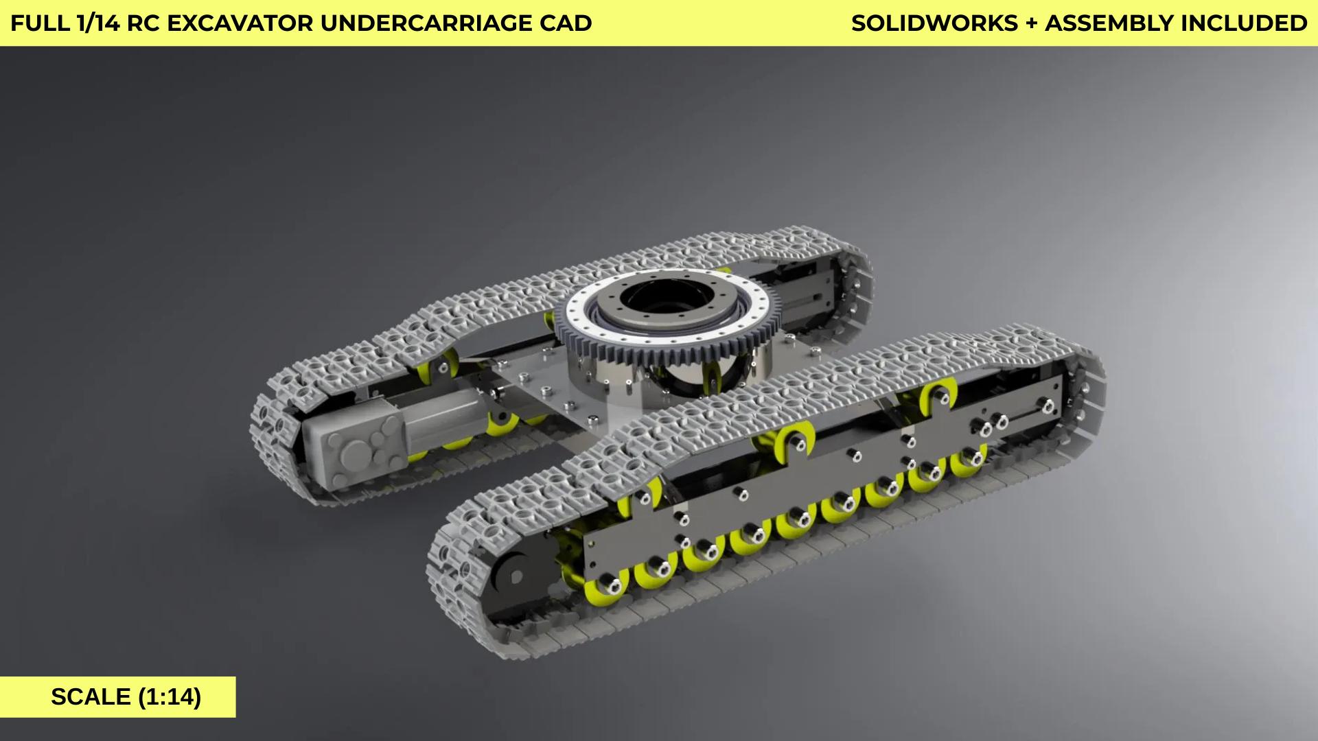 1/14 RC Excavator Undercarriage – Full Track System Mechanical CAD