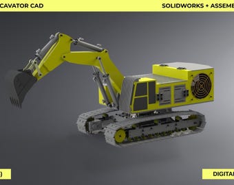 1/14 Rc Excavator CAD File SolidWorks Full Assembly + Manual – Hydraulic Model Builder Pack