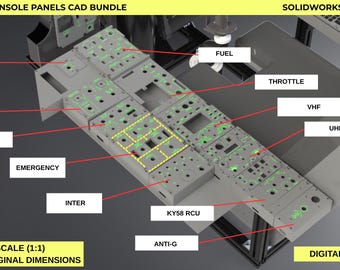 A-10C Left Console Panels CAD Bundle | Aircraft Cockpit Panels | Sldprt DXF STL Files