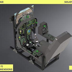 Conjunto completo de paneles de cabina del F/A-18: paquete CAD completo para simuladores de vuelo, archivos SLDPRT