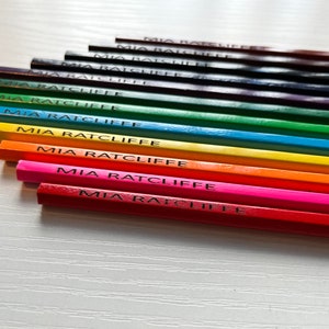 Engraved, Personalised Coloured Pencils - Pack of 12.