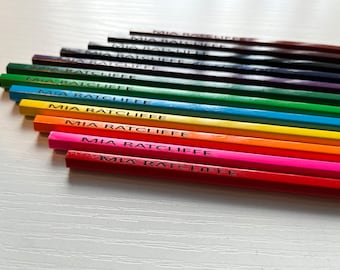 Engraved, Personalised Coloured Pencils - Pack of 12.