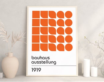 Bauhaus Exhibition Print: Geometric Orange Mid Century Modern Art (Digital Download)