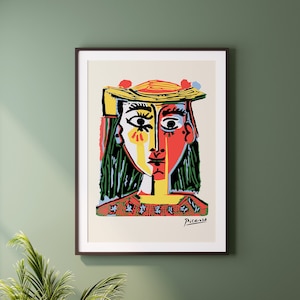 Picasso Gesicht druckbare Wandkunst - lebendige Designer Poster für moderne Galerie, Boho Wohnkultur, Wohnzimmer & Büro Kunst, Einweihungsparty Geschenk