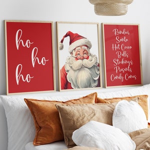 Set de arte mural navideño: Papá Noel, decoración navideña (descarga digital)