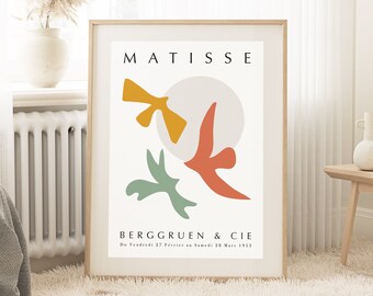 Impressão recortada de pássaro de Matisse: pôster de exposição vintage (download digital)