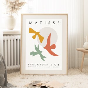 Póster de pájaro de Matisse, impresión en color vintage, recorte de exposición, impresión de museo moderno, decoración de mediados de siglo, arte digital, arte de pared de sala de estar de moda