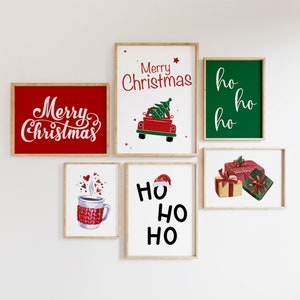 Láminas navideñas para pared: Set de decoración navideña (descarga digital)