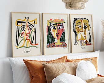 Picasso Woman Art Prints Set: Abstract Drawings, Exhibition Wall Decor (Digital Download)