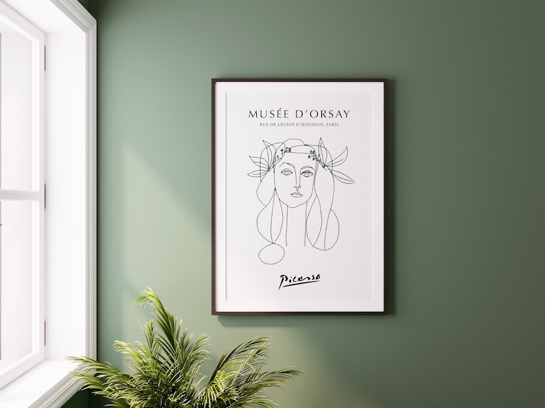 Picasso Woman Face Line Art Poster: Modern Gallery Wall Decor (digital ...