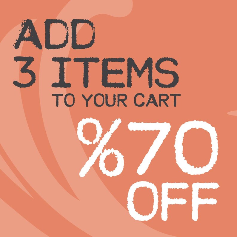 May include: Orange background with a white wave design. Text reads "ADD 3 ITEMS TO YOUR CART %70 OFF".