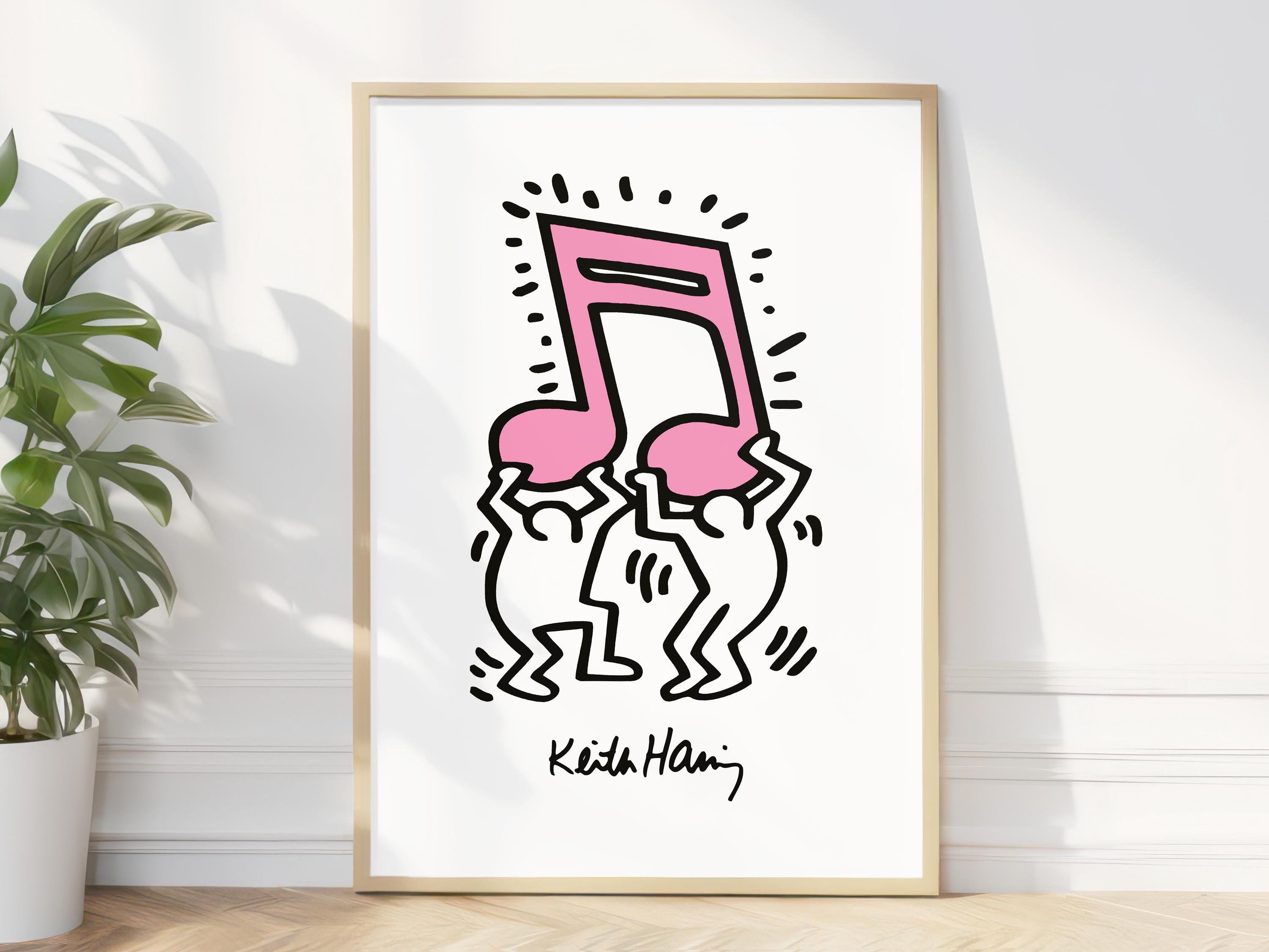 Keith Haring Pink Musical Note Print: Trendy Home Art (digital