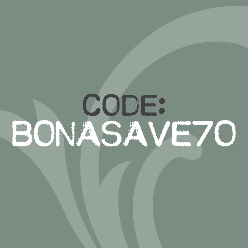 May include: A green background with a white swirl design. The text "CODE: BONASAVE70" is written in white on a black background.