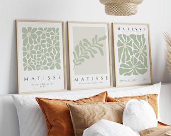Matisse Print Set: Green Beige Neutral Art, Retro Home Decor (Digital Download)