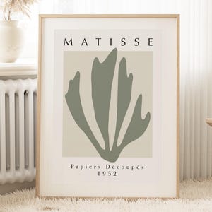 Impresión de hojas neutras de Matisse, póster de flores verdes, dibujo de arte abstracto, arte de pared decorativo, decoración retro para el hogar, regalo de Año Nuevo para la sala de estar