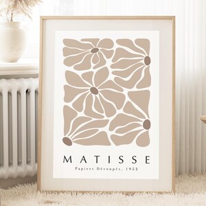 Matisse Flower Exhibition Poster: Beige Neutral Art (Digital Download)