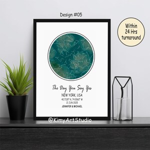 Póster personalizado de constelación de mapas estelares, arte de pared, descarga digital, regalo para Navidad, madre, padre, San Valentín, boda, compromiso, bebé #06