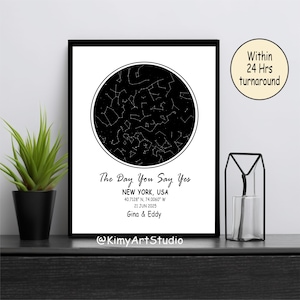 Personalized Custom Star Maps Constellation Poster Wall Art Digital Download Christmas Mother Father Valentine Wedding Engaged Baby Gift #01