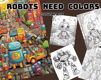 Robot Coloring Book for Kids – Sci-Fi Printable Pages (Digital Download)