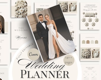 140 Page Wedding Day Binder Template, Wedding Day Coordination, Wedding Day Information,Wedding Itinerary, Wedding Planner, Canva Template