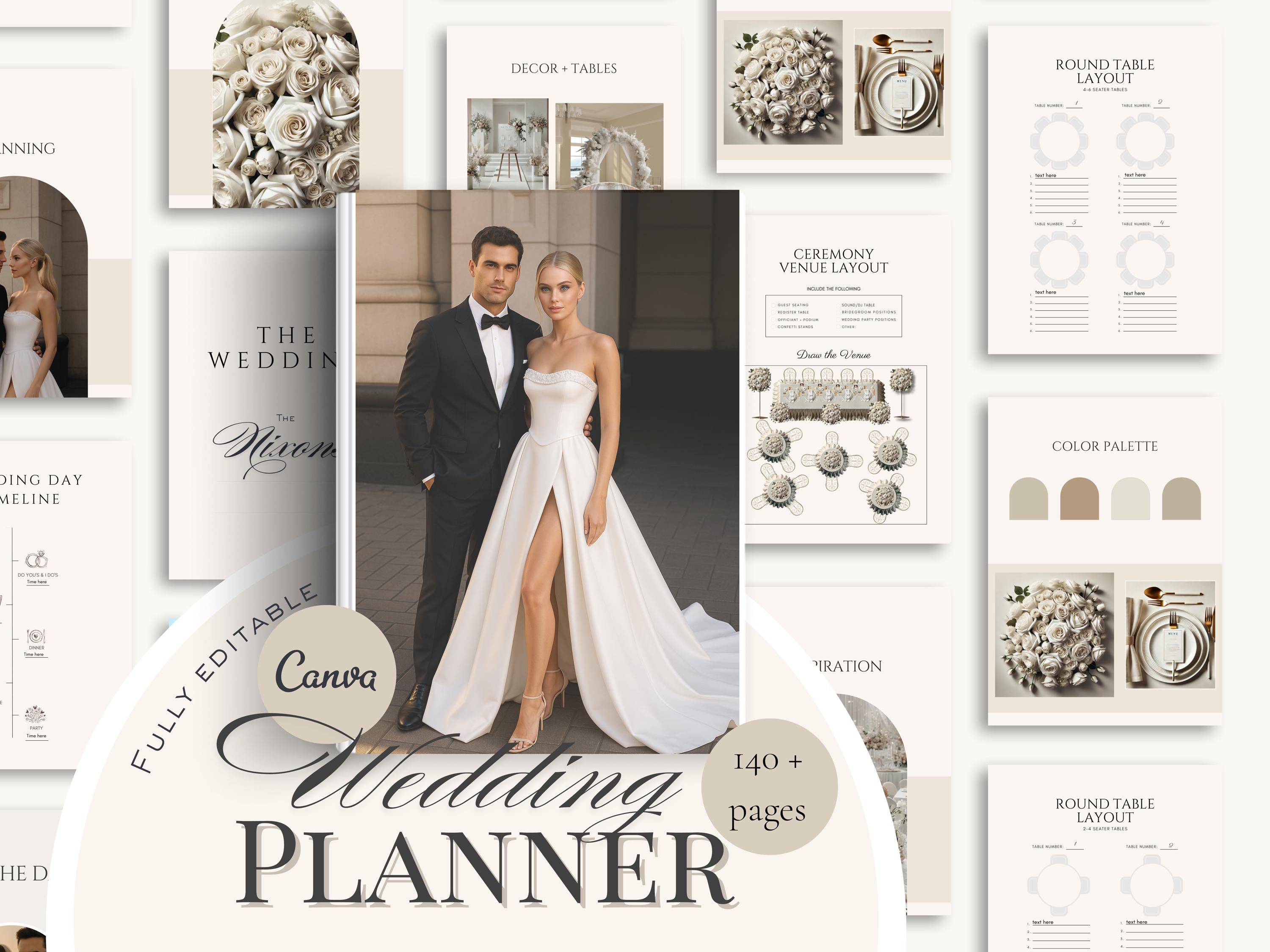 140 Page Wedding Day Binder Template, Wedding Day Coordination, Wedding Day Information,Wedding Itinerary, Wedding Planner, Canva Template