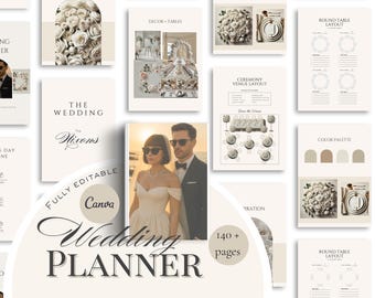 140 Page Wedding Day Binder Template, Wedding Day Coordination, Wedding Day Information,Wedding Itinerary, Wedding Planner, Canva Template
