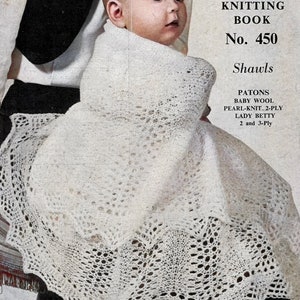 Vtg Patons Strickbuch 450 - 8 x Babyschals für Babys. Sofortiger Download im PDF-Format.