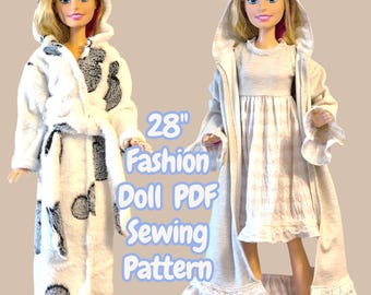 28 Inch Doll PDF Sewing Pattern: Coat, Robe, Dress (Instant Download)