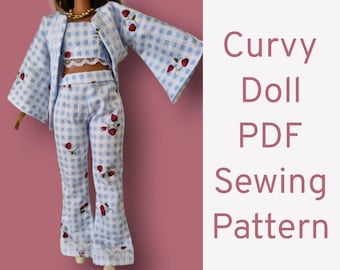 Curvy Doll 3-Piece Pant Suit Sewing Pattern (PDF)
