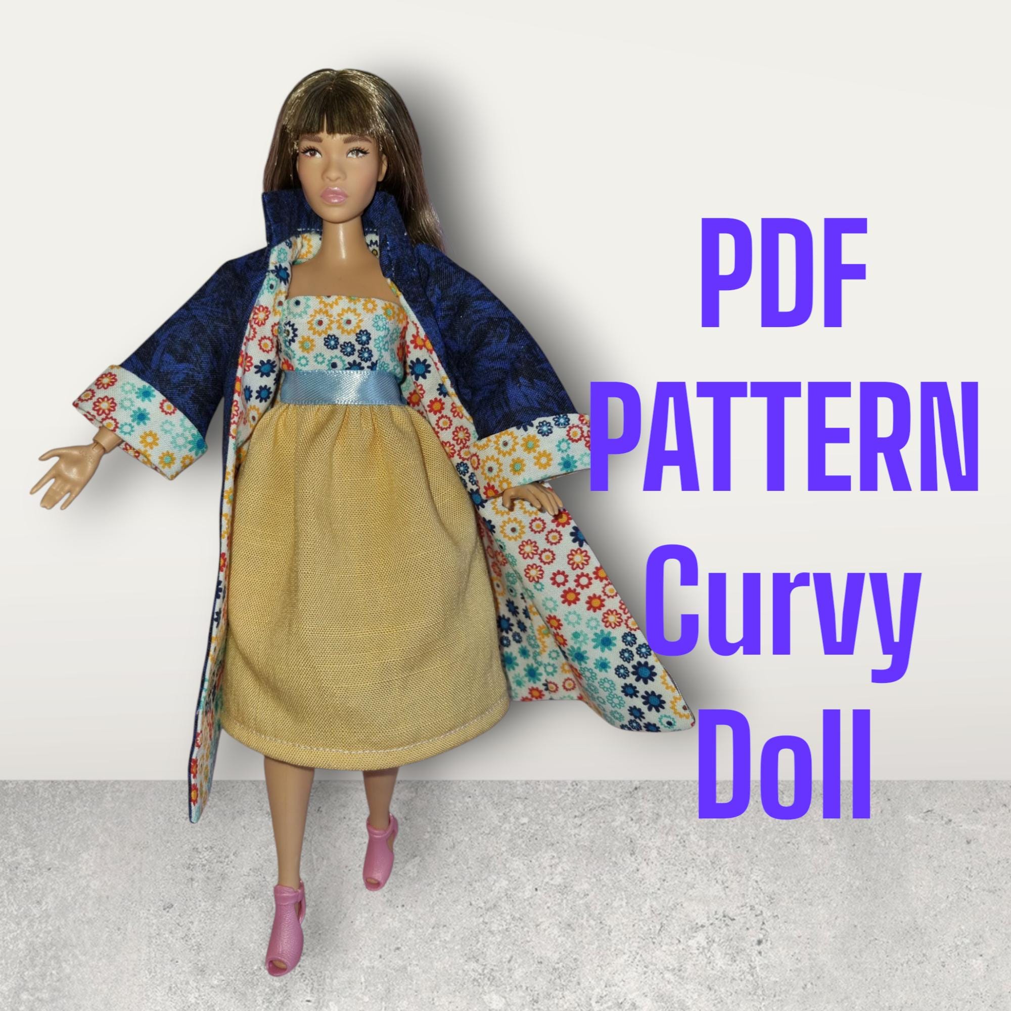 Curvy Doll Clothes Sewing Pattern: Tartan Coat and Dress (PDF Pattern ...