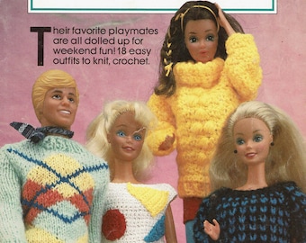 Vintage 1980s Fashion Doll Clothes: 18 Knit & Crochet Patterns (PDF)