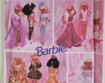 9 x Fashion Doll Outfits to sew! &#39;92 Simplicity 8157 Vintage sewing pattern in PDF format. Dresses, Jumpsuit, Tops and Bottoms.