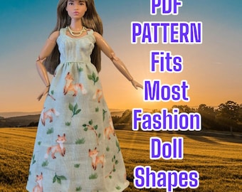 30cm Fashion Doll Cotton Dress Sewing Pattern: Fits All Body Shapes (PDF Pattern)