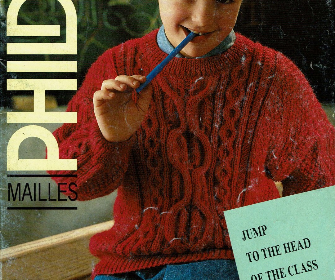 Vintage Phildar Knitting Pattern, Circa 1991. Pattern for Boys Cable