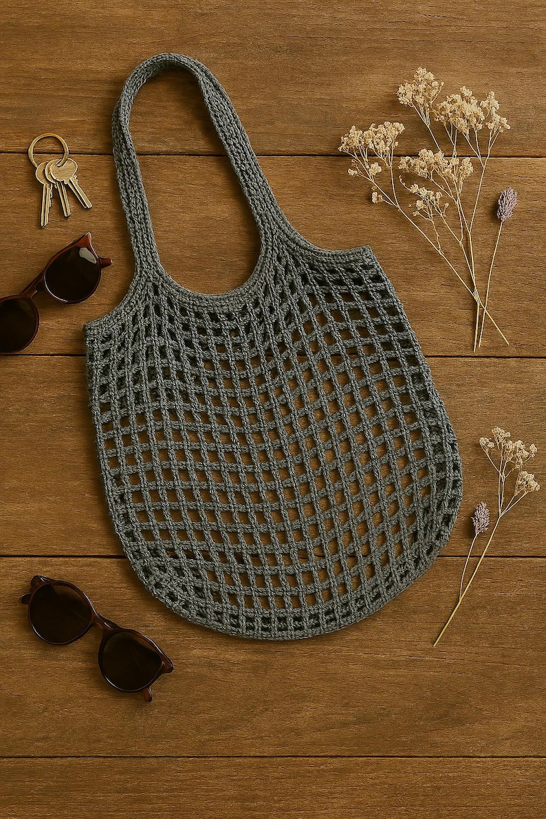 Easy Mesh Market Bag Crochet Pattern PDF – Beginner Eco Tote for ...
