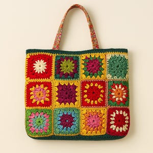 Granny Square Crochet Bag Pattern PDF – Boho Tote Crochet Pattern – Beginner Friendly Digital Download – DIY Handmade Purse Pattern