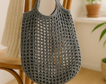 Easy Mesh Market Bag Crochet Pattern PDF – Beginner Eco Tote for Grocery & Farmers Market