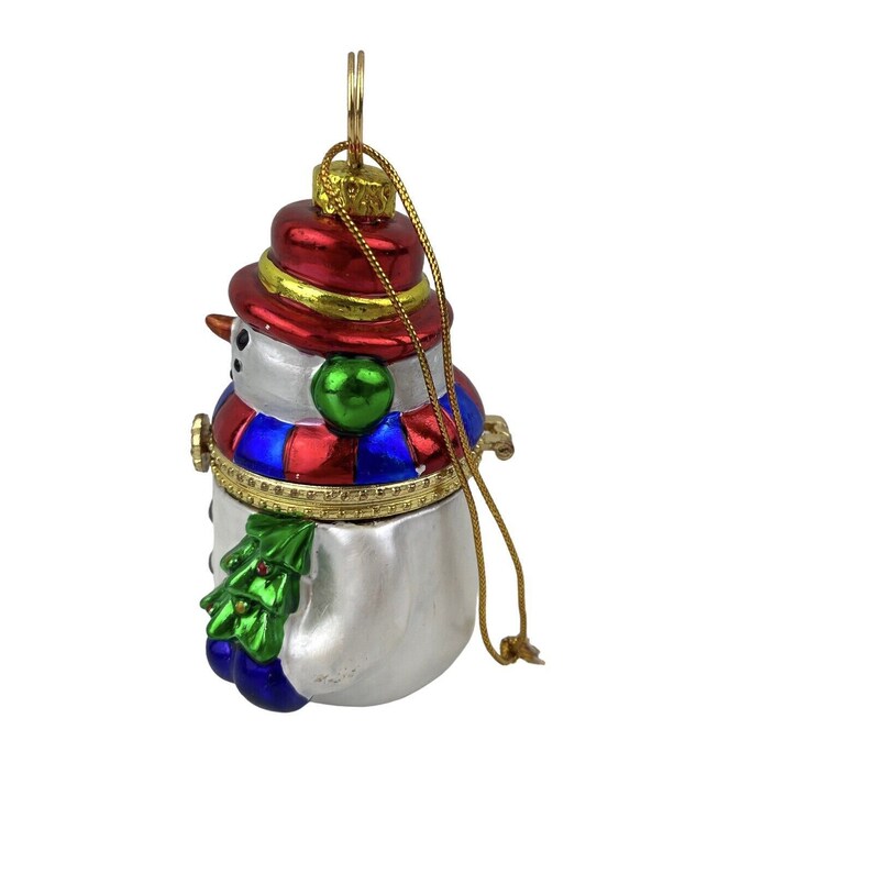 Hinged Xmas Jingle Bell Trinket Box With Crystals Figurines Hand-painted Jewelry Ring Holder Christmas Tree Hanging Decor Gift