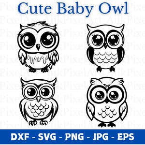 Cute Baby Owl Svg, Baby Owl Outline Cricut Silhouette Bundle, Sweet Owl Baby Shower Svg, Baby Owl Png, Baby Owl Clipart, Night Owl Bird Svg