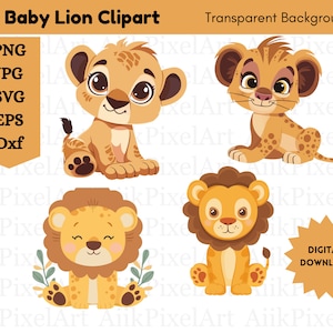 Baby Lion Svg, Cute Lion Cut file Bundle, Baby Shower Svg, Boy Shirt Svg, Nursery Playroom Svg, Jungle Animal Silhouette, Kids Shirt Svg