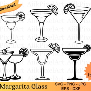 Margarita Glass Svg Bundle, Margarita Cut File, Six Margarita Glass Svg, Margarita Clipart, Drink Svg, Margarita Stencil, Margarita Png