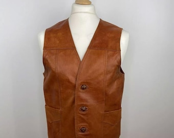 Handmade Leather Vest Vintage Brown Real Leather Vest Leather Best For Motorcycle Bikers Original Leather Vest Waistcoat for Men, Mens gifts