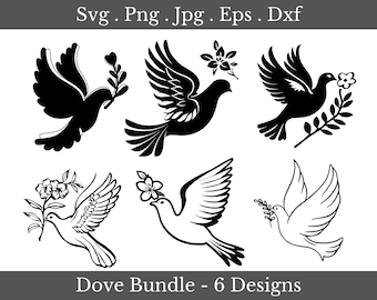 Pigeon Svg Bundle, Dove Svg, Dove With Olive Branch Svg, Dove Of Peace Svg, Bird Svg, Dove Silhouette Svg, Dove Clipart, Digital Download