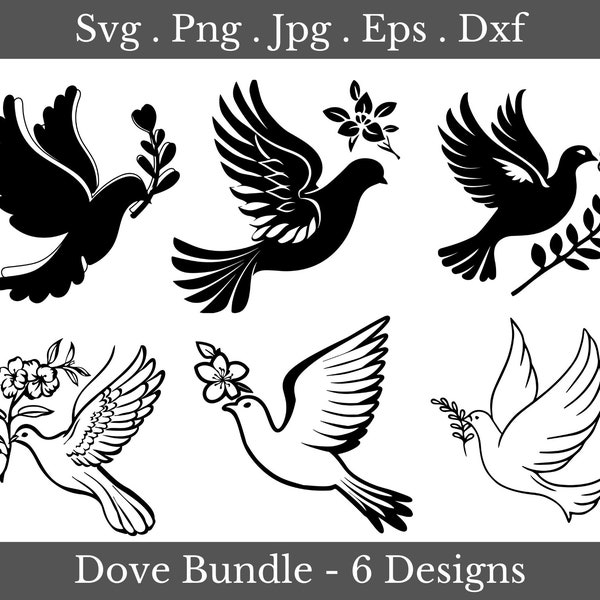 Pigeon Svg Bundle, Dove Svg, Dove With Olive Branch Svg, Dove Of Peace Svg, Bird Svg, Dove Silhouette Svg, Dove Clipart, Digital Download